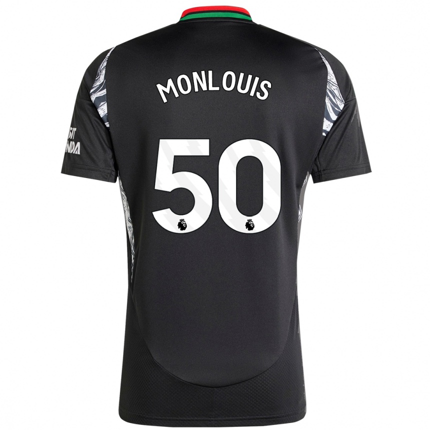 Kids Football Zane Monlouis #50 Black Away Jersey 2024/25 T-Shirt Nz