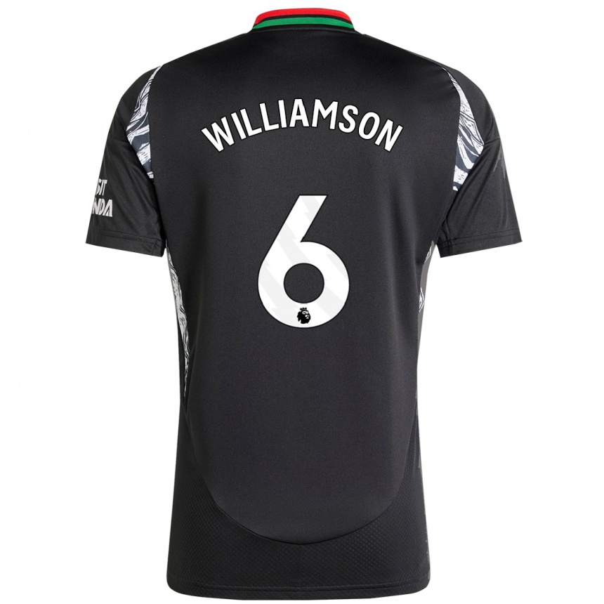 Kids Football Leah Williamson #6 Black Away Jersey 2024/25 T-Shirt Nz