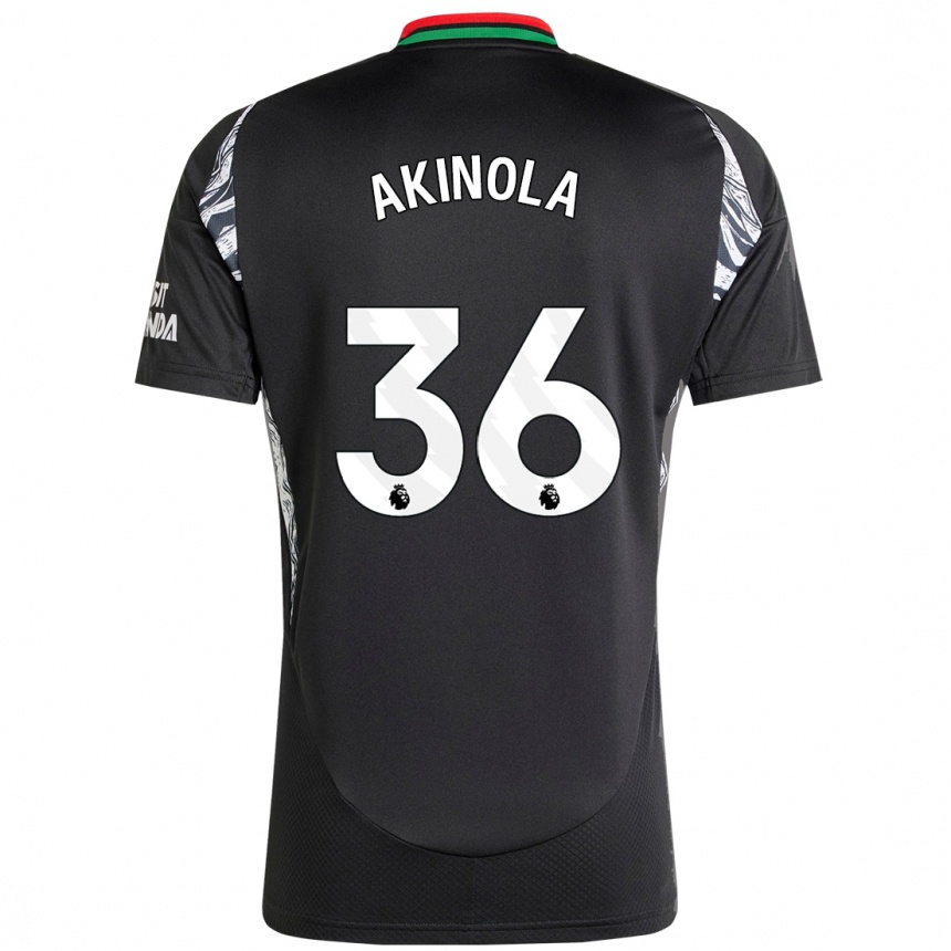 Kids Football Tim Akinola #36 Black Away Jersey 2024/25 T-Shirt Nz