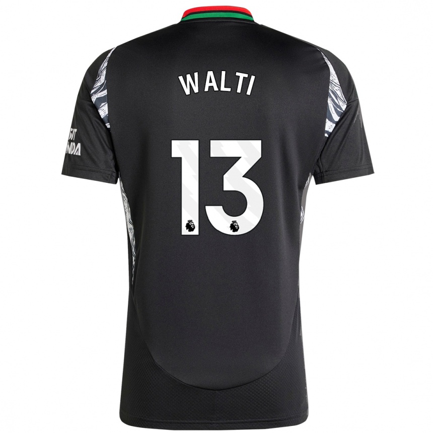 Kids Football Lia Walti #13 Black Away Jersey 2024/25 T-Shirt Nz