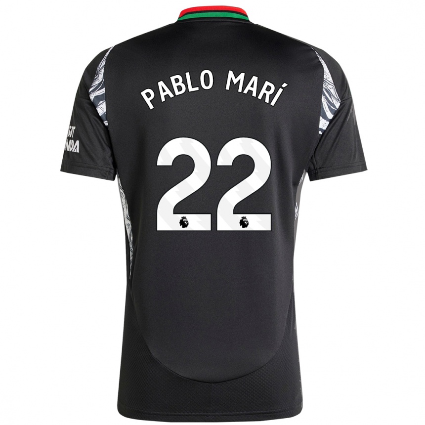 Kids Football Pablo Mari #22 Black Away Jersey 2024/25 T-Shirt Nz