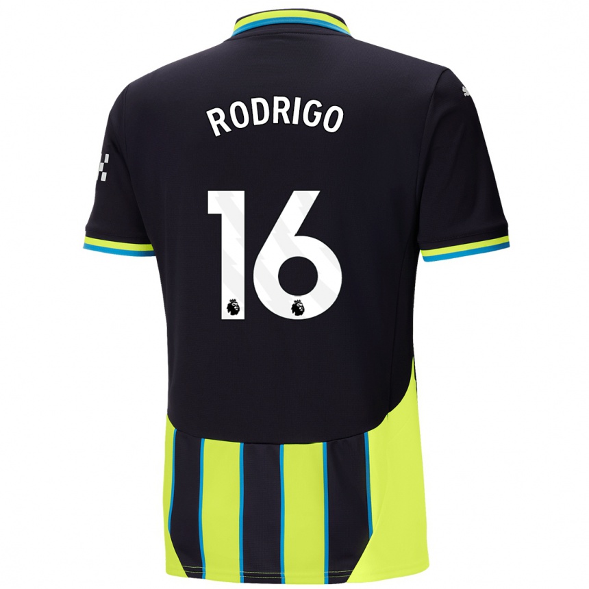 Kids Football Rodrigo Hernandez #16 Blue Yellow Away Jersey 2024/25 T-Shirt Nz