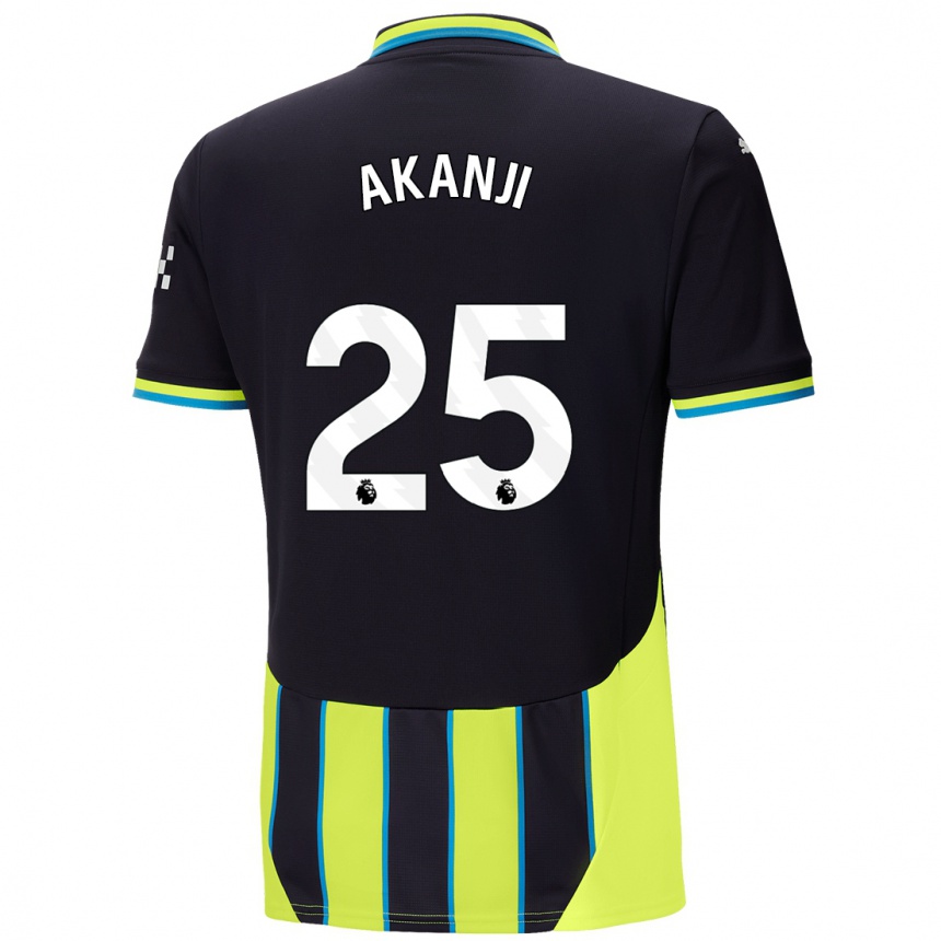 Kids Football Manuel Akanji #25 Blue Yellow Away Jersey 2024/25 T-Shirt Nz