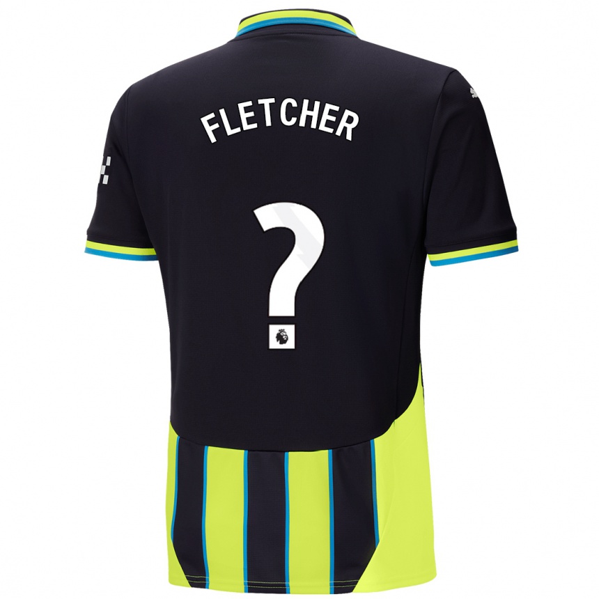 Kids Football Luca Fletcher #0 Blue Yellow Away Jersey 2024/25 T-Shirt Nz