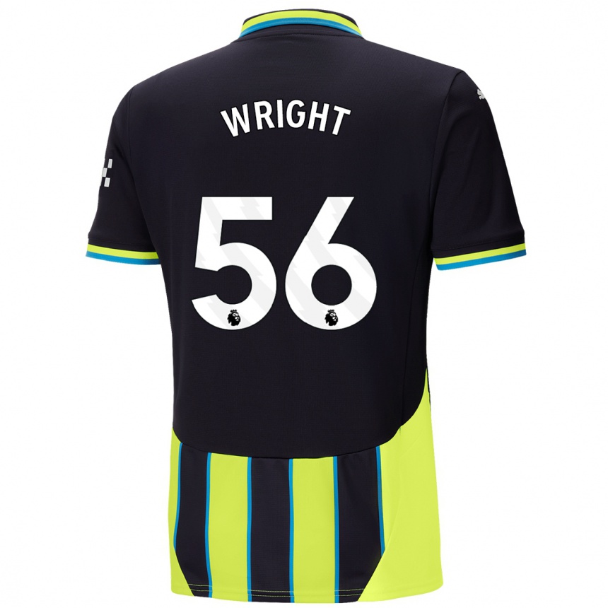 Kids Football Jacob Wright #56 Blue Yellow Away Jersey 2024/25 T-Shirt Nz