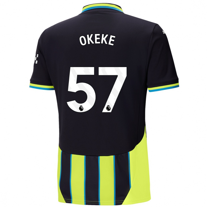 Kids Football Michael Okeke #57 Blue Yellow Away Jersey 2024/25 T-Shirt Nz