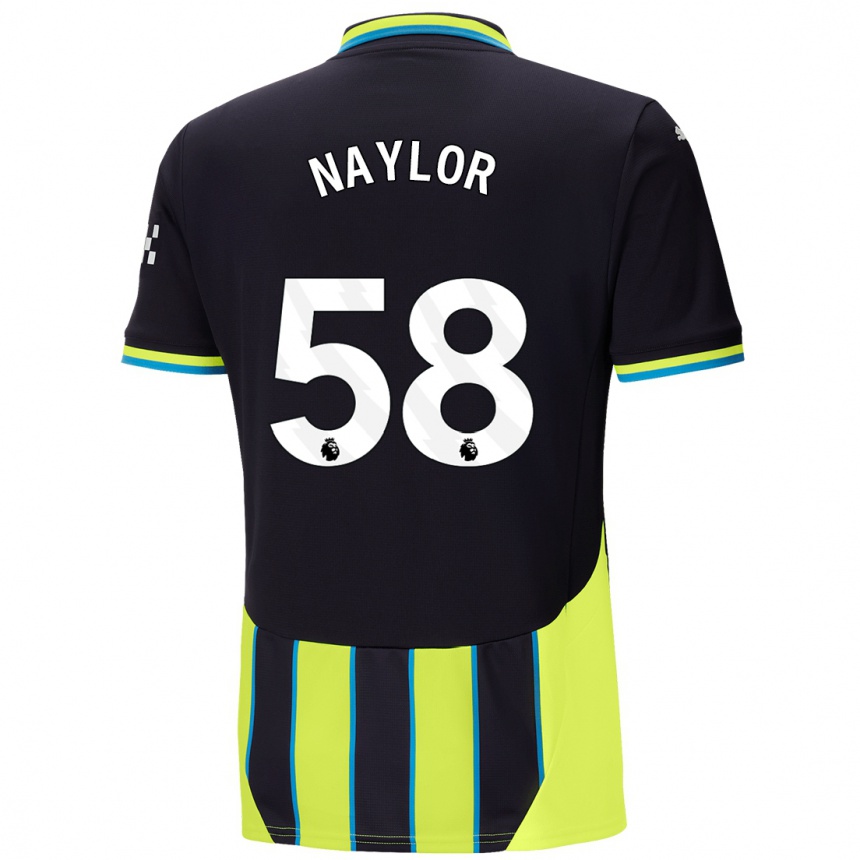 Kids Football Seb Naylor #58 Blue Yellow Away Jersey 2024/25 T-Shirt Nz