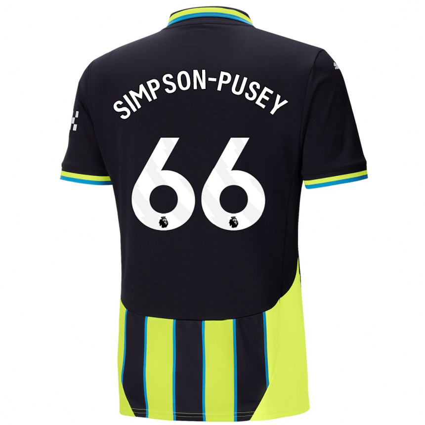 Kids Football Jahmai Simpson-Pusey #66 Blue Yellow Away Jersey 2024/25 T-Shirt Nz