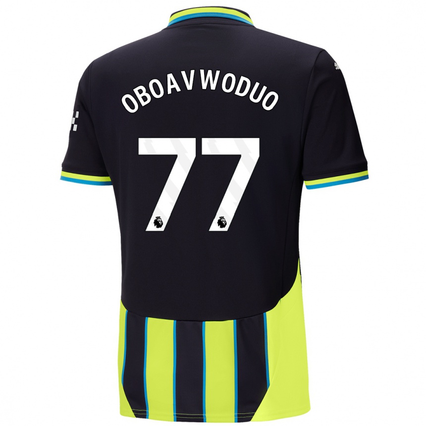 Kids Football Justin Oboavwoduo #77 Blue Yellow Away Jersey 2024/25 T-Shirt Nz