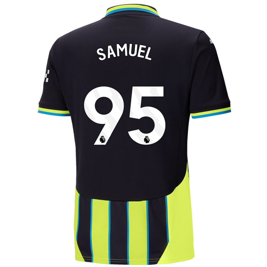 Kids Football Lakyle Samuel #95 Blue Yellow Away Jersey 2024/25 T-Shirt Nz