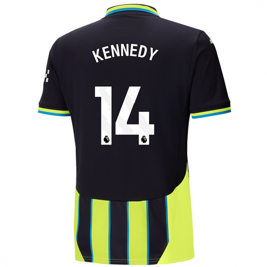 Kids Football Alanna Kennedy #14 Blue Yellow Away Jersey 2024/25 T-Shirt Nz