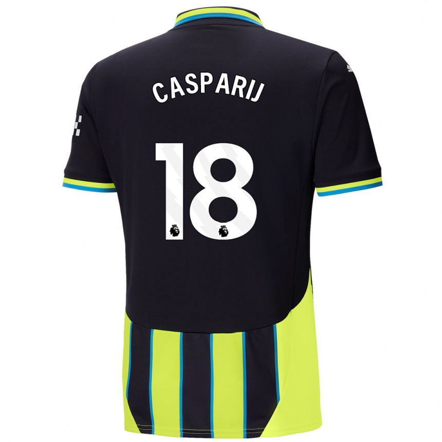 Kids Football Kerstin Casparij #18 Blue Yellow Away Jersey 2024/25 T-Shirt Nz