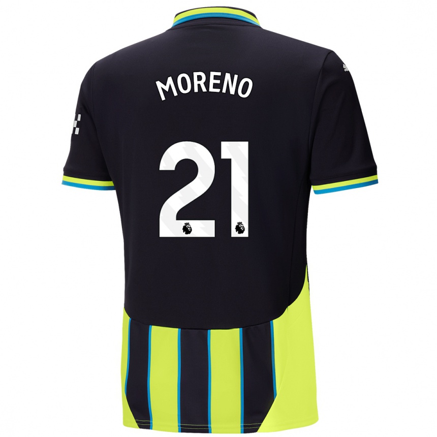 Kids Football Marlos Moreno #21 Blue Yellow Away Jersey 2024/25 T-Shirt Nz