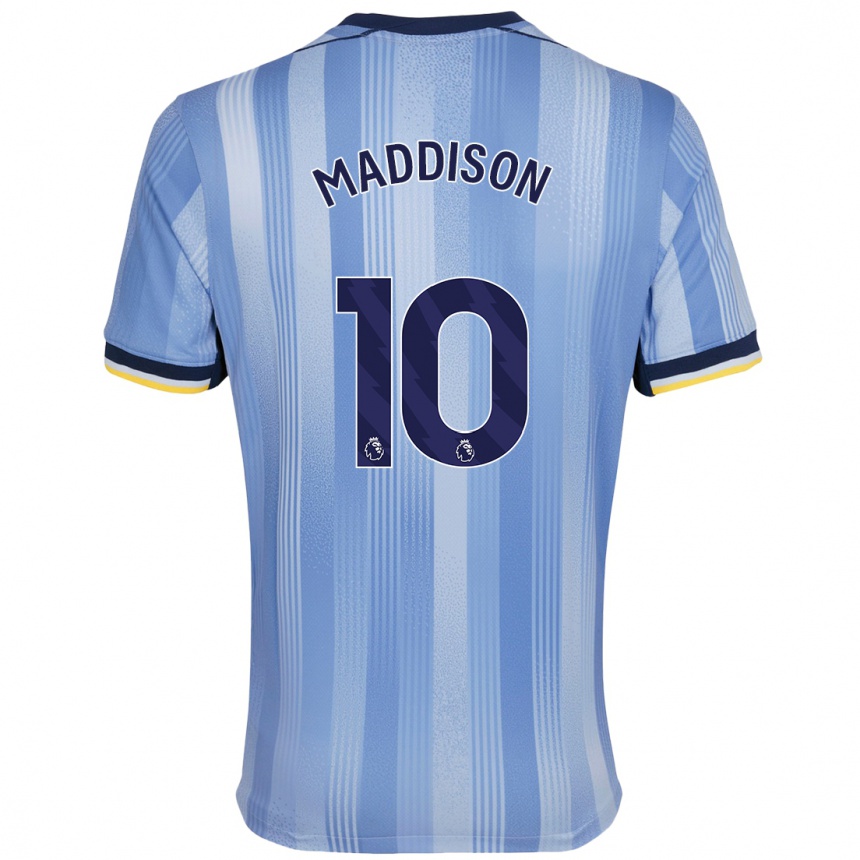 Kids Football James Maddison #10 Light Blue Away Jersey 2024/25 T-Shirt Nz