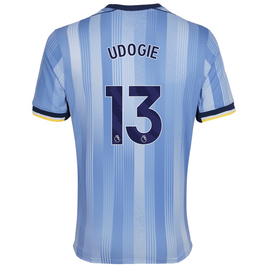 Kids Football Destiny Udogie #13 Light Blue Away Jersey 2024/25 T-Shirt Nz