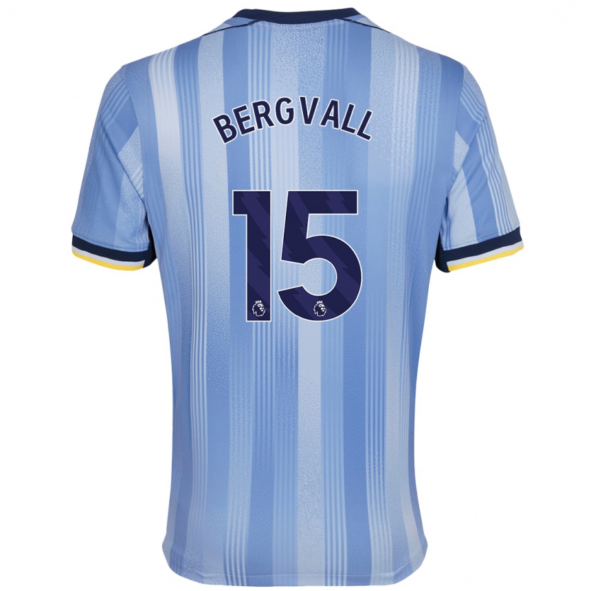 Kids Football Lucas Bergvall #15 Light Blue Away Jersey 2024/25 T-Shirt Nz