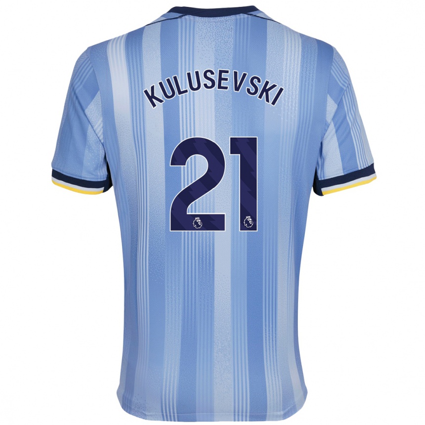 Kids Football Dejan Kulusevski #21 Light Blue Away Jersey 2024/25 T-Shirt Nz