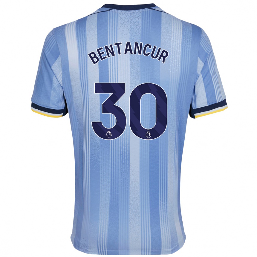 Kids Football Rodrigo Bentancur #30 Light Blue Away Jersey 2024/25 T-Shirt Nz