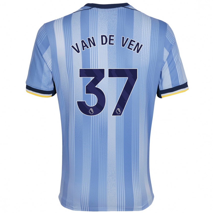 Kids Football Micky Van De Ven #37 Light Blue Away Jersey 2024/25 T-Shirt Nz