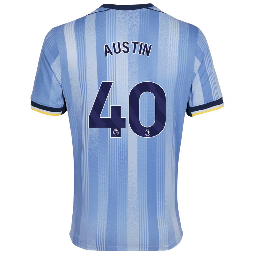 Kids Football Brandon Austin #40 Light Blue Away Jersey 2024/25 T-Shirt Nz