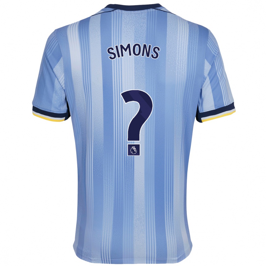 Kids Football Zach Simons #0 Light Blue Away Jersey 2024/25 T-Shirt Nz