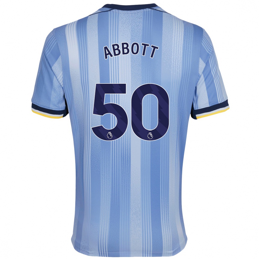 Kids Football George Abbott #50 Light Blue Away Jersey 2024/25 T-Shirt Nz