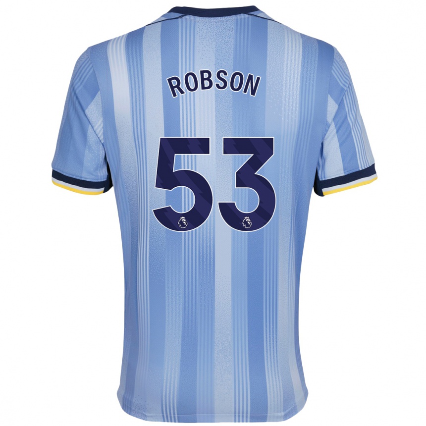 Kids Football Max Robson #53 Light Blue Away Jersey 2024/25 T-Shirt Nz