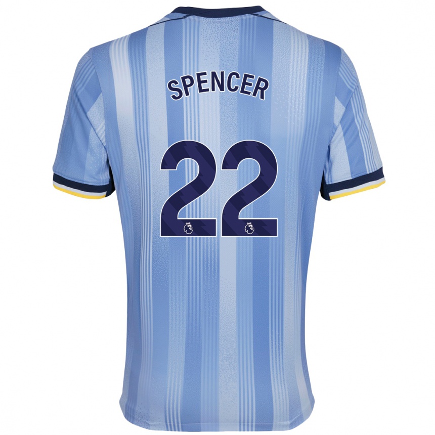 Kids Football Rebecca Spencer #22 Light Blue Away Jersey 2024/25 T-Shirt Nz