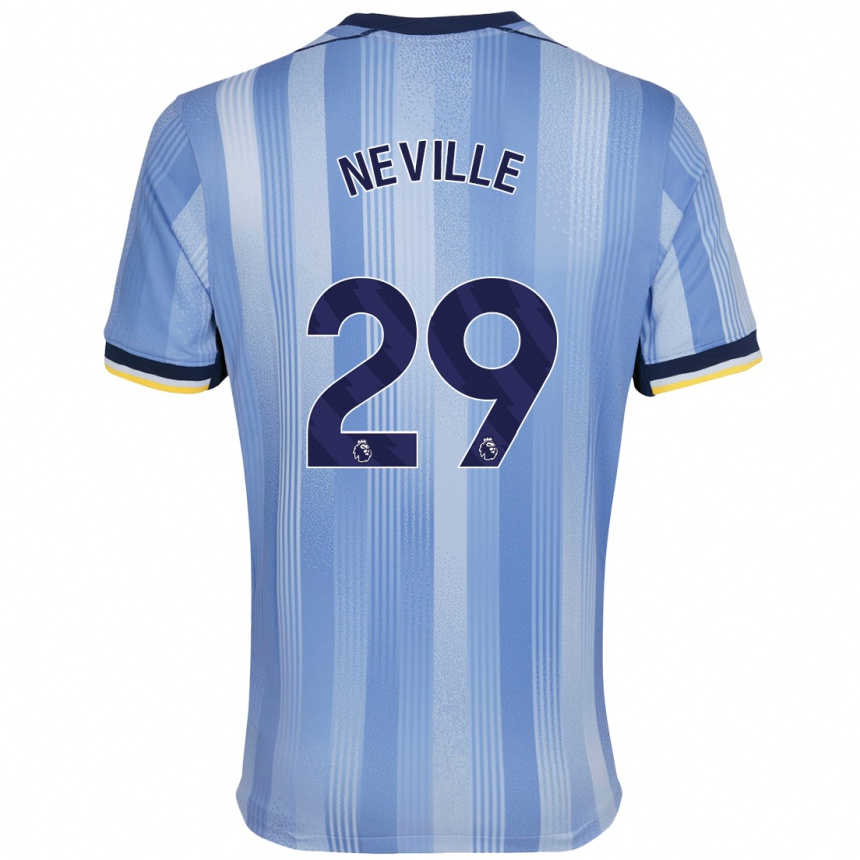 Kids Football Ashleigh Neville #29 Light Blue Away Jersey 2024/25 T-Shirt Nz