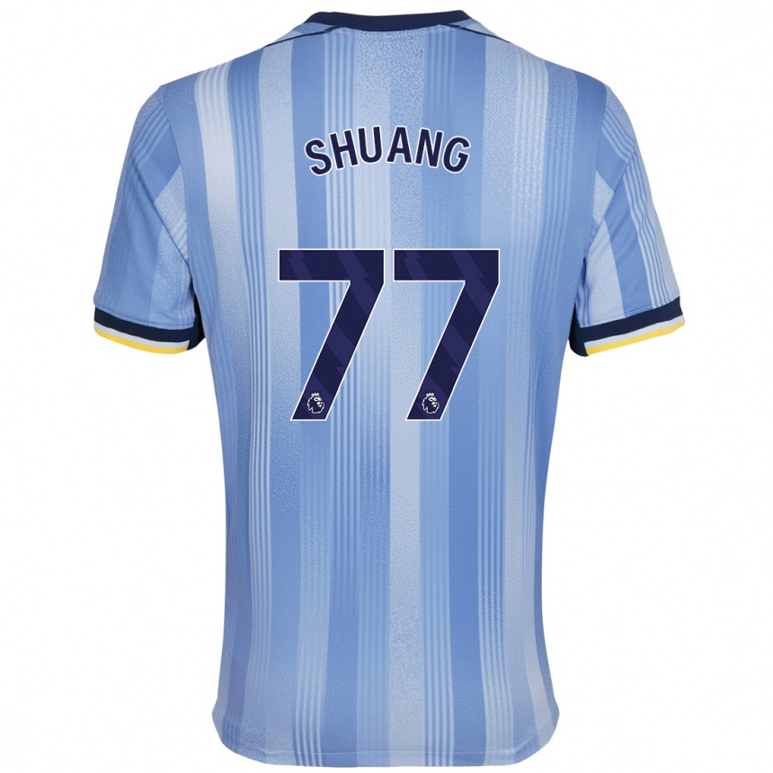 Kids Football Wang Shuang #77 Light Blue Away Jersey 2024/25 T-Shirt Nz