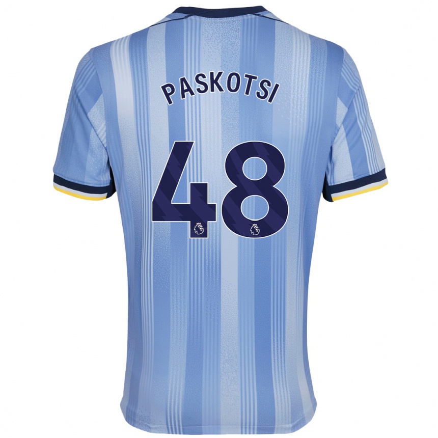 Kids Football Maksim Paskotsi #48 Light Blue Away Jersey 2024/25 T-Shirt Nz