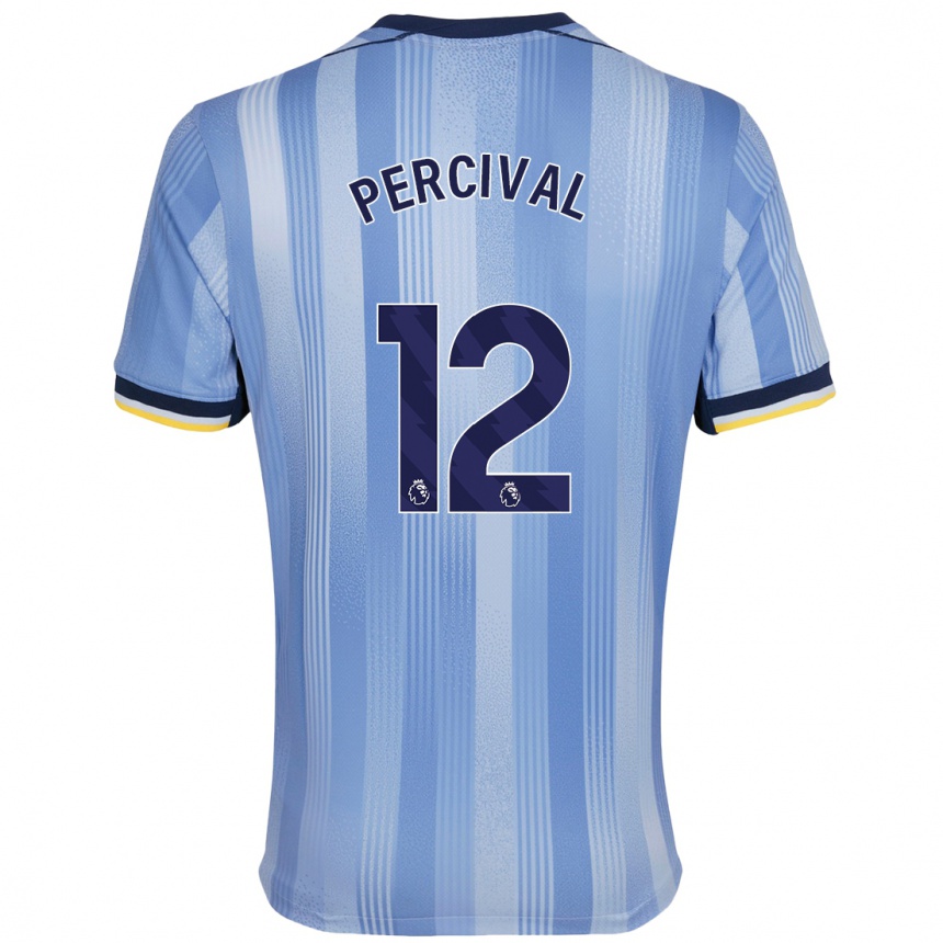 Kids Football Ria Percival #12 Light Blue Away Jersey 2024/25 T-Shirt Nz