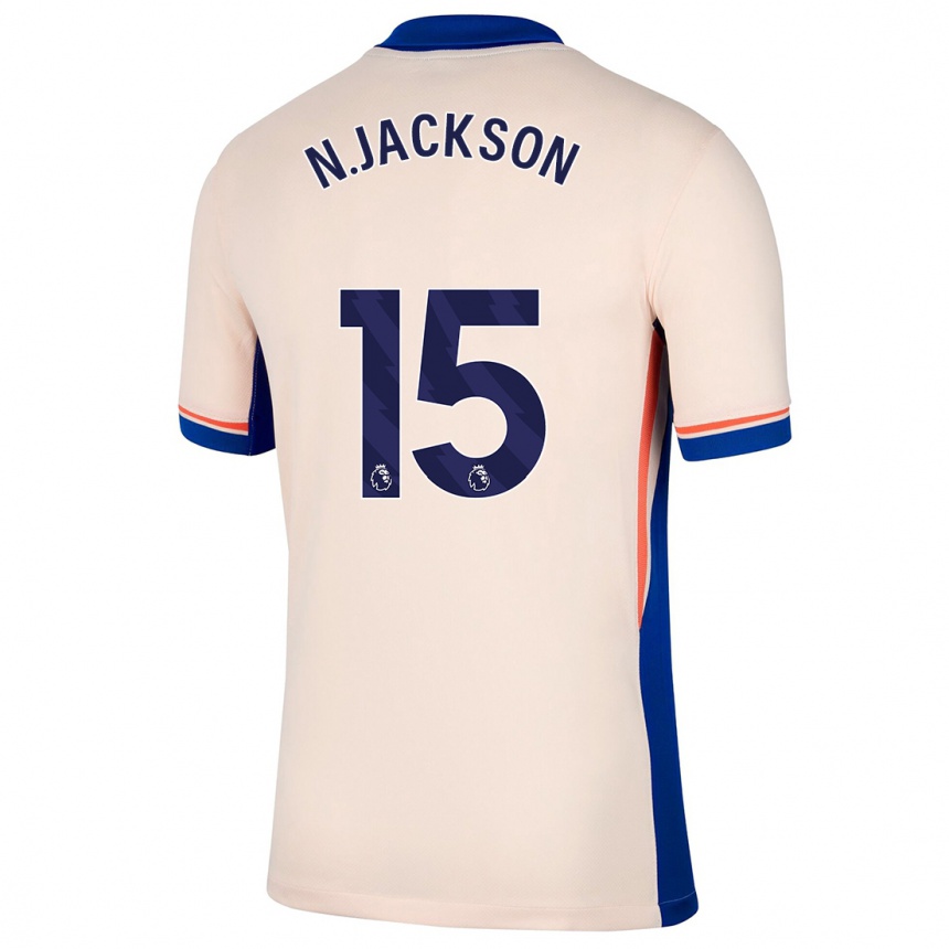 Kids Football Nicolas Jackson #15 Light Beige Away Jersey 2024/25 T-Shirt Nz