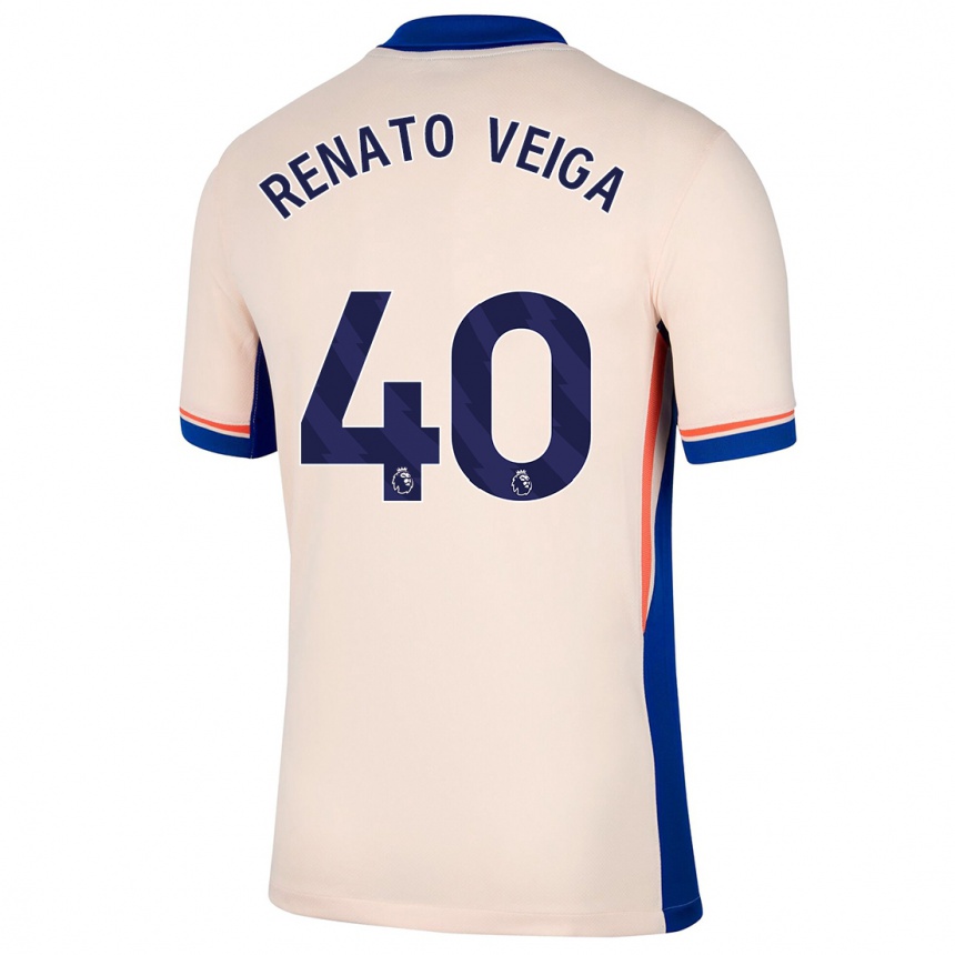 Kids Football Renato Veiga #40 Light Beige Away Jersey 2024/25 T-Shirt Nz