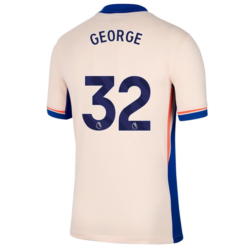 Kids Football Tyrique George #32 Light Beige Away Jersey 2024/25 T-Shirt Nz