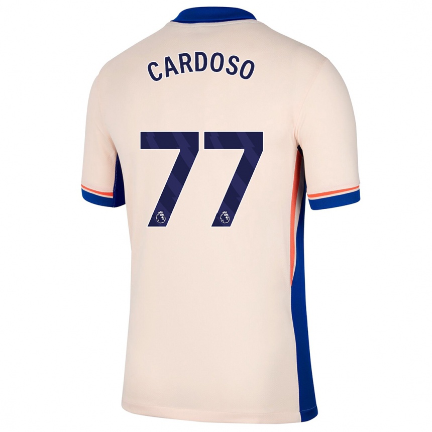 Kids Football Leo Cardoso #77 Light Beige Away Jersey 2024/25 T-Shirt Nz