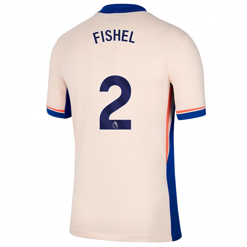 Kids Football Mia Fishel #2 Light Beige Away Jersey 2024/25 T-Shirt Nz