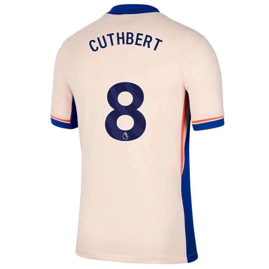 Kids Football Erin Cuthbert #8 Light Beige Away Jersey 2024/25 T-Shirt Nz