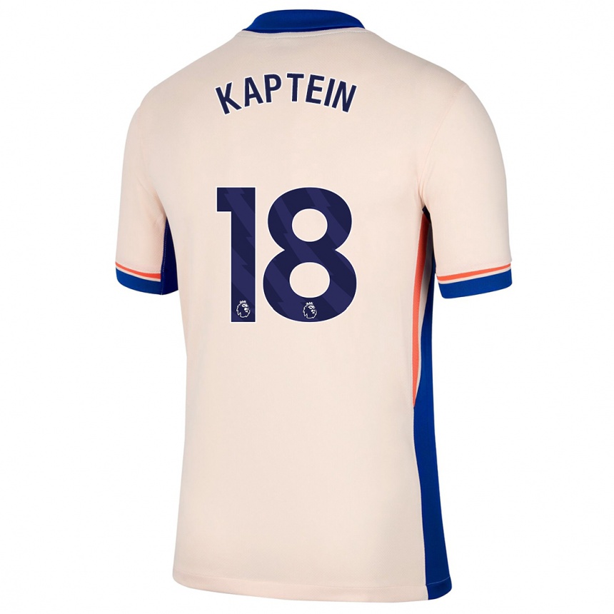 Kids Football Wieke Kaptein #18 Light Beige Away Jersey 2024/25 T-Shirt Nz