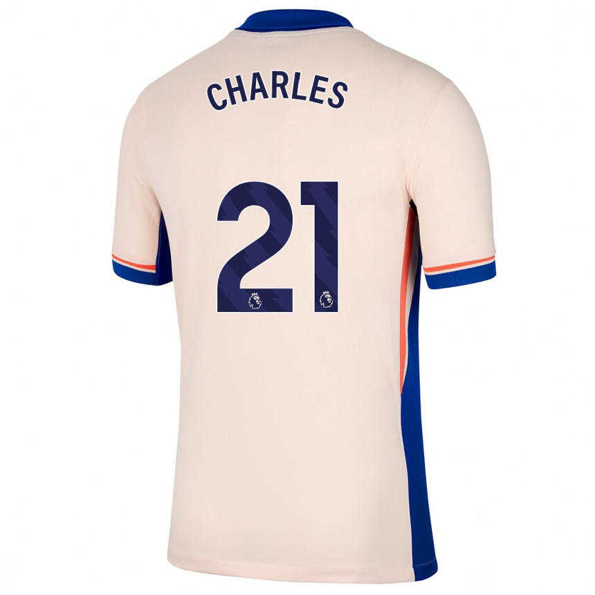 Kids Football Niamh Charles #21 Light Beige Away Jersey 2024/25 T-Shirt Nz