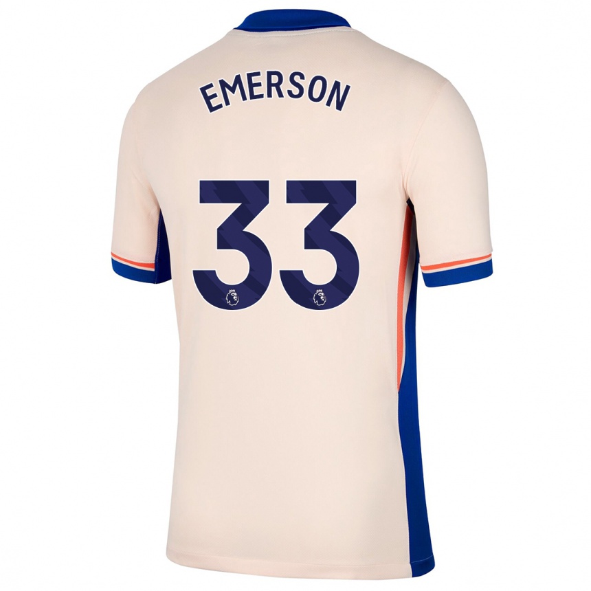 Kids Football Emerson #33 Light Beige Away Jersey 2024/25 T-Shirt Nz