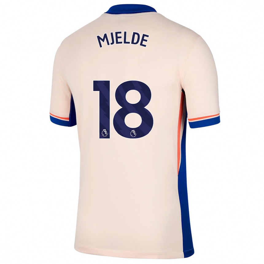 Kids Football Maren Mjelde #18 Light Beige Away Jersey 2024/25 T-Shirt Nz