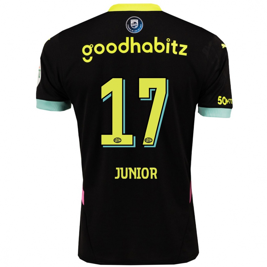 Kids Football Mauro Júnior #17 Black Yellow Away Jersey 2024/25 T-Shirt Nz