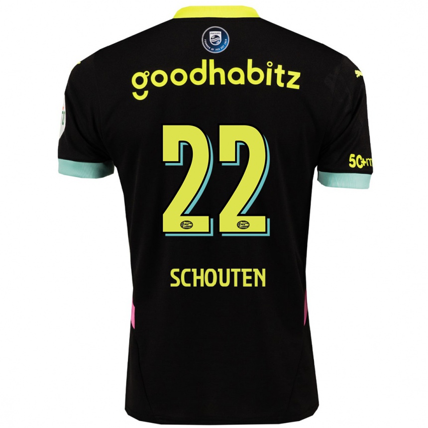 Kids Football Jerdy Schouten #22 Black Yellow Away Jersey 2024/25 T-Shirt Nz