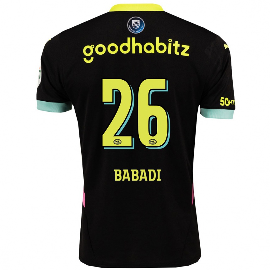 Kids Football Isaac Babadi #26 Black Yellow Away Jersey 2024/25 T-Shirt Nz