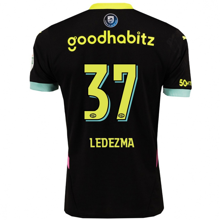 Kids Football Richard Ledezma #37 Black Yellow Away Jersey 2024/25 T-Shirt Nz