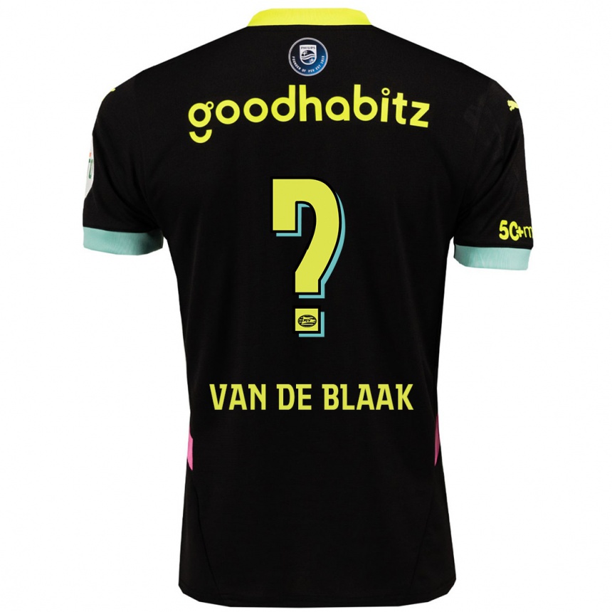 Kids Football Emmanuel Van De Blaak #0 Black Yellow Away Jersey 2024/25 T-Shirt Nz