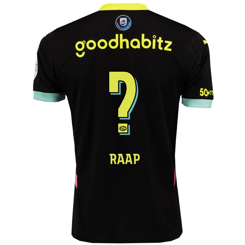 Kids Football Yiandro Raap #0 Black Yellow Away Jersey 2024/25 T-Shirt Nz