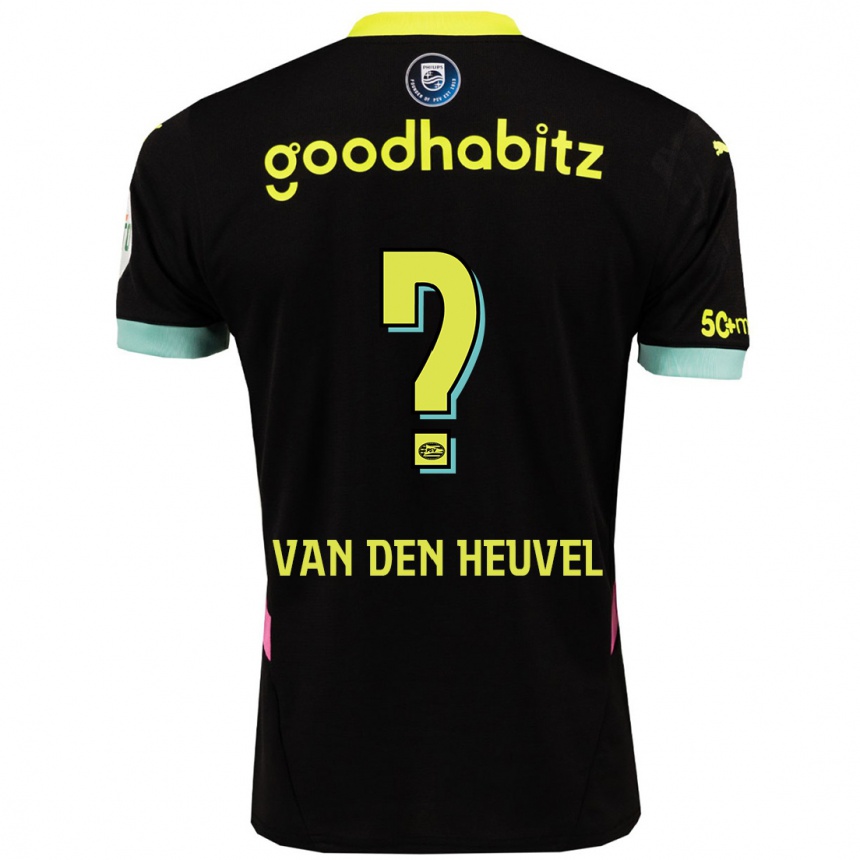 Kids Football Tim Van Den Heuvel #0 Black Yellow Away Jersey 2024/25 T-Shirt Nz