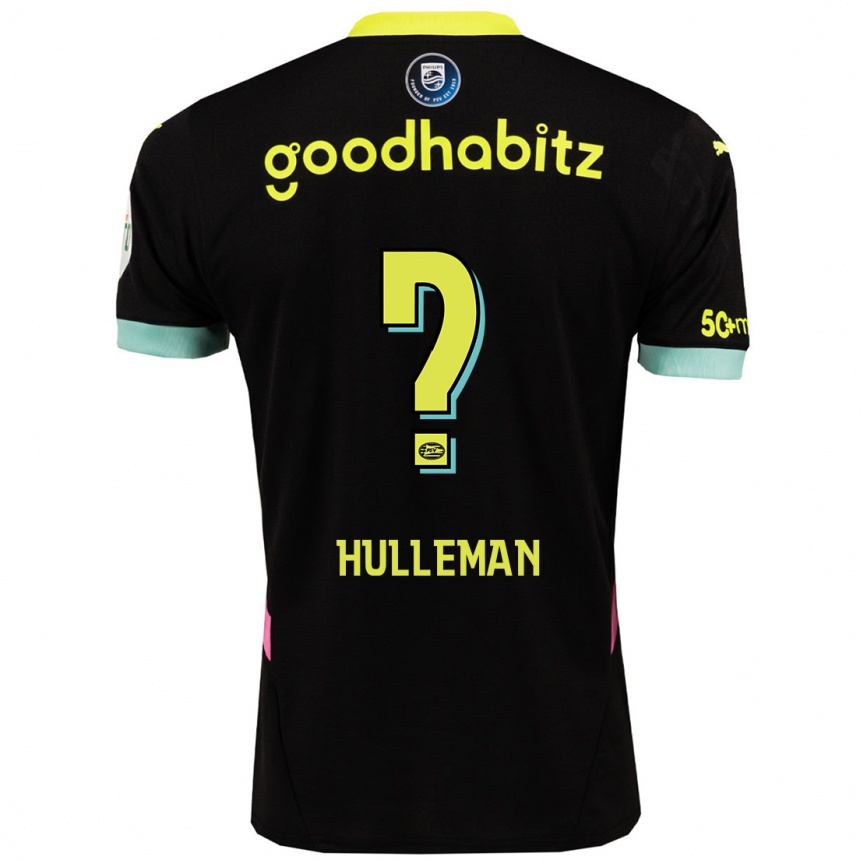 Kids Football Daan Hulleman #0 Black Yellow Away Jersey 2024/25 T-Shirt Nz